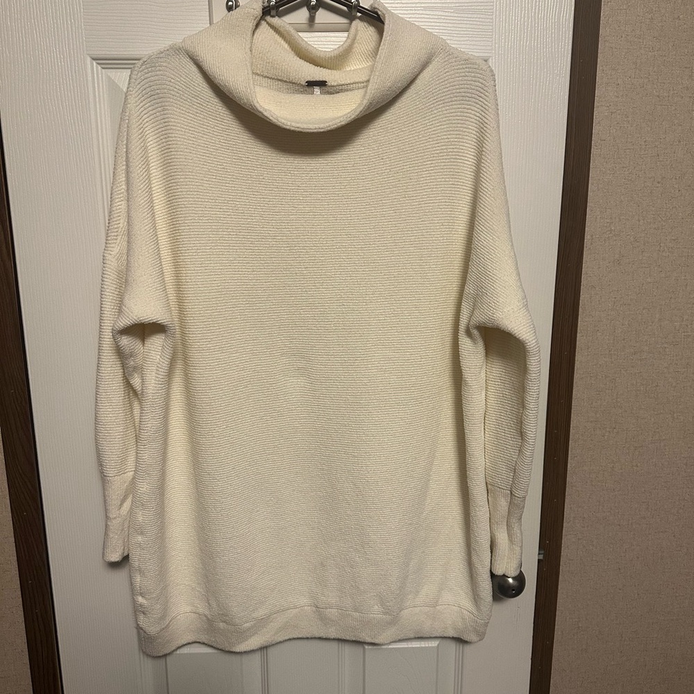 Free People Cream Cowl Neck Sweater